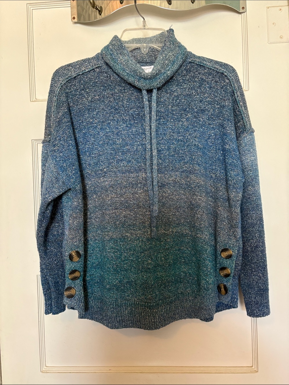 Westbound Cozy Ombre Blue Cowl-Neck Women's Sweater Size PXL